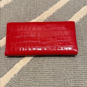 Lodis Red Croc-Embossed Clutch